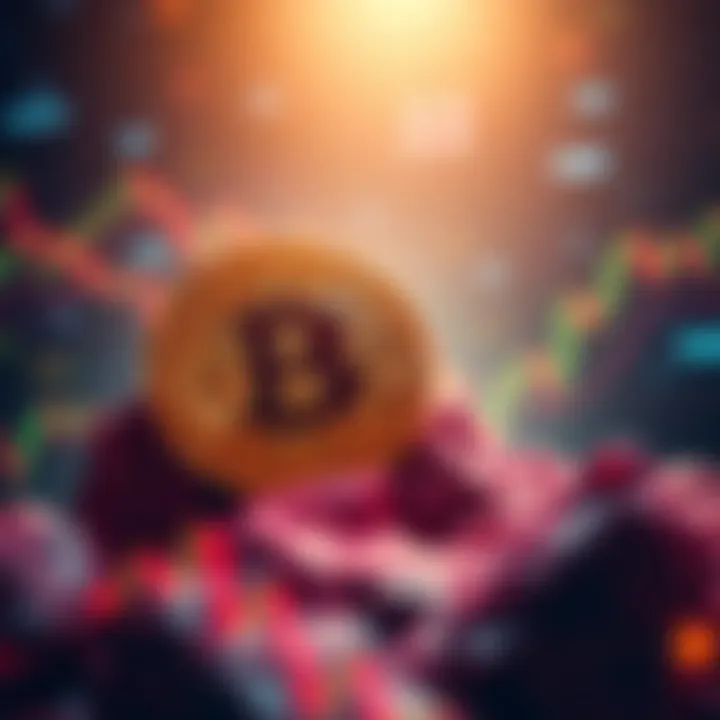 A digital representation of Bitcoin's fluctuating value near $92,000, with a backdrop of trade war indicators.