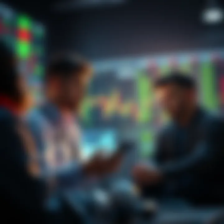 Group of traders discussing Bitcoin strategies without stimulants like caffeine or nicotine