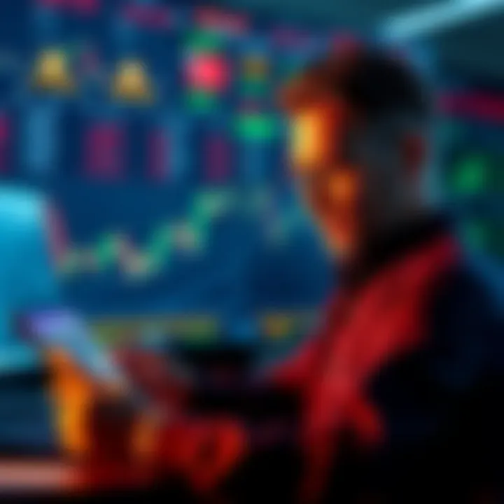 A person analyzing Bitcoin and stock charts while considering a loan for trading