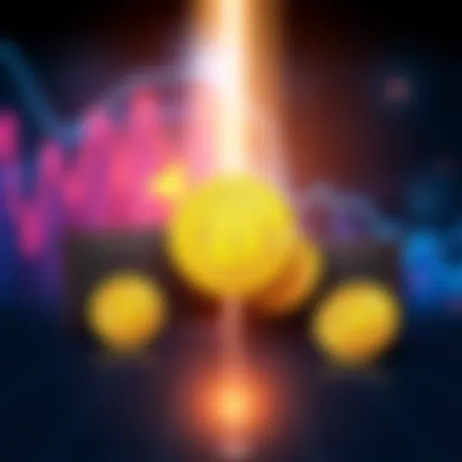 A visual representation of Bitcoin being moved, depicting two wallets with Bitcoin symbols and arrows indicating transfer between them.