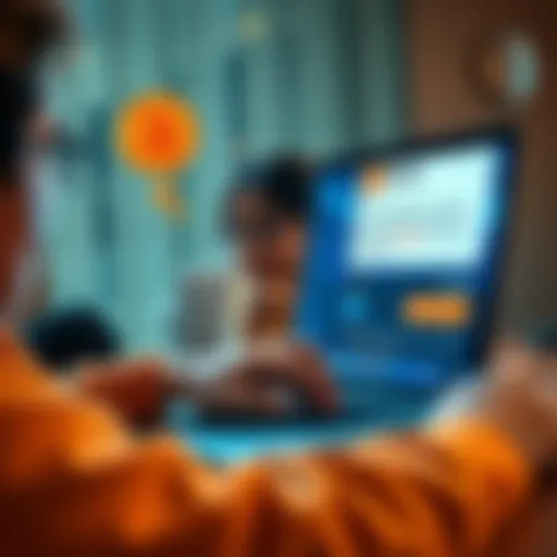 A person looks frustrated while trying to send Bitcoin on a laptop, with a notification about documentation requests visible on the screen.