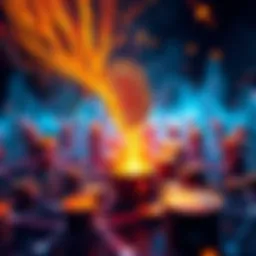 A visual representation of Bitcoin Unlimited's Tailstorm technology impacting cryptocurrency transactions, showcasing blockchain connections and digital coins.