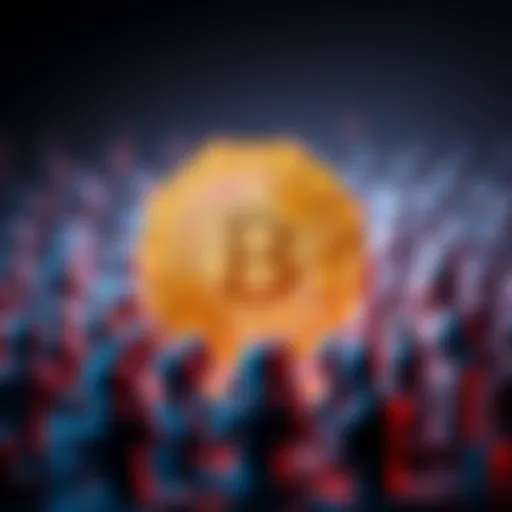 A digital illustration showing a Bitcoin symbol surrounded by users, indicating the limits to Bitcoin's user capacity after 11 years.