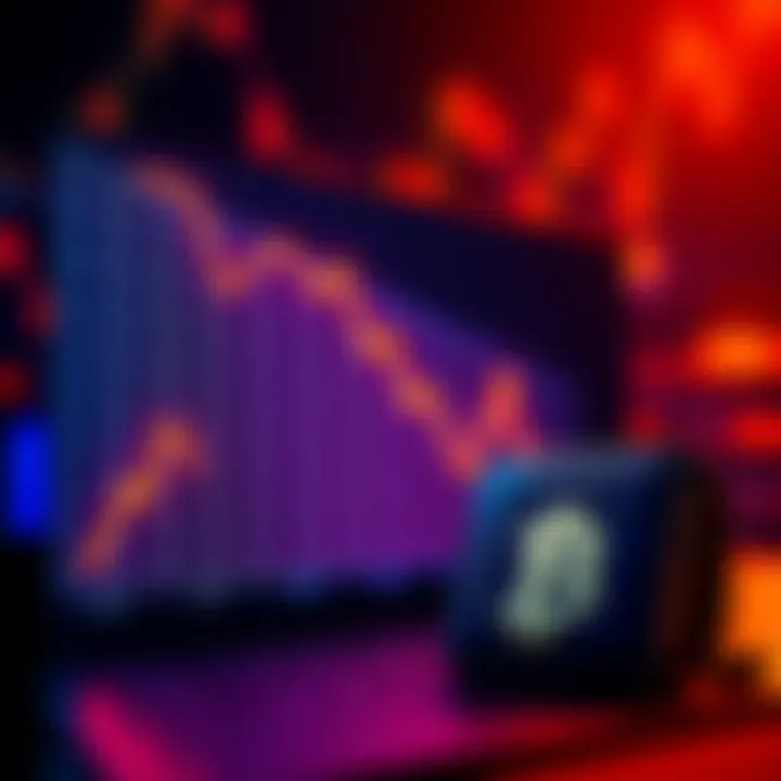 A downward trend graph showing Bitcoin's recent value drop with a wallet illustration nearby.