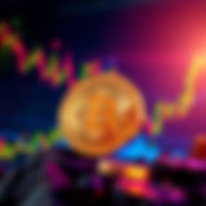 A graphic showing a downward trend in Bitcoin's value with a background of fluctuating price charts, representing a significant market shift.