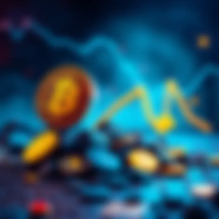 Illustration showing Bitcoin symbol rising alongside declining altcoin symbols, representing investment shift