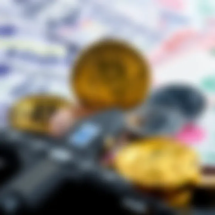 A visual representation showing Bitcoin alongside traditional fiat currencies, highlighting their differences and potential for stability during economic crises.