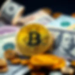 A visual representation of Bitcoin juxtaposed with traditional fiat currency, highlighting their differences and misconceptions.