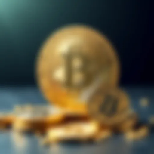 A visual comparison of a Bitcoin and gold coins representing investment choices.