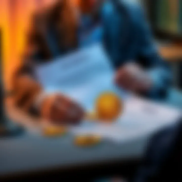 A person reviewing a will with bitcoin symbols and wallet access details on a table