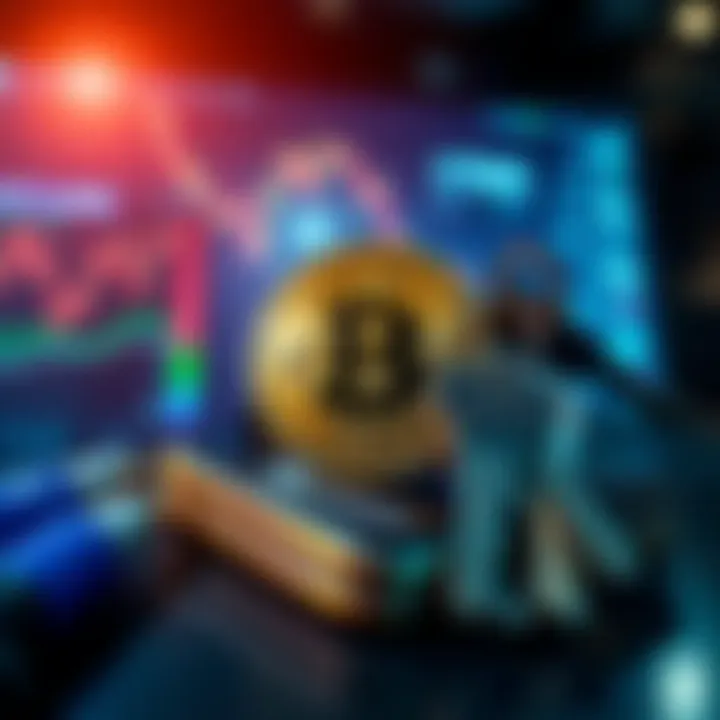 Bitcoin Wallet and Keys A close-up of a hardware wallet displaying a Bitcoin symbol, with a key and a digital screen in the background showing transaction details.
