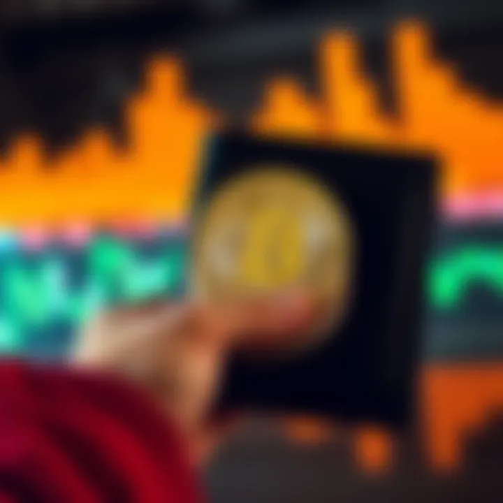 Person holding a Bitcoin symbol with a secure wallet in the background