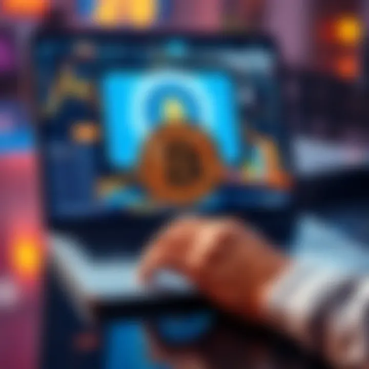 A person using a laptop to transfer Bitcoin to a secure wallet, showing a digital wallet interface on the screen.