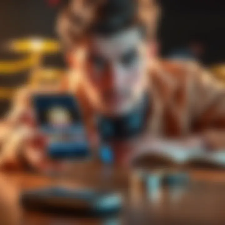 A person looks worried while holding a smartphone that displays a suspicious website related to Bitcoin. Their Ledger wallet is placed on a table nearby, suggesting concern about its safety.