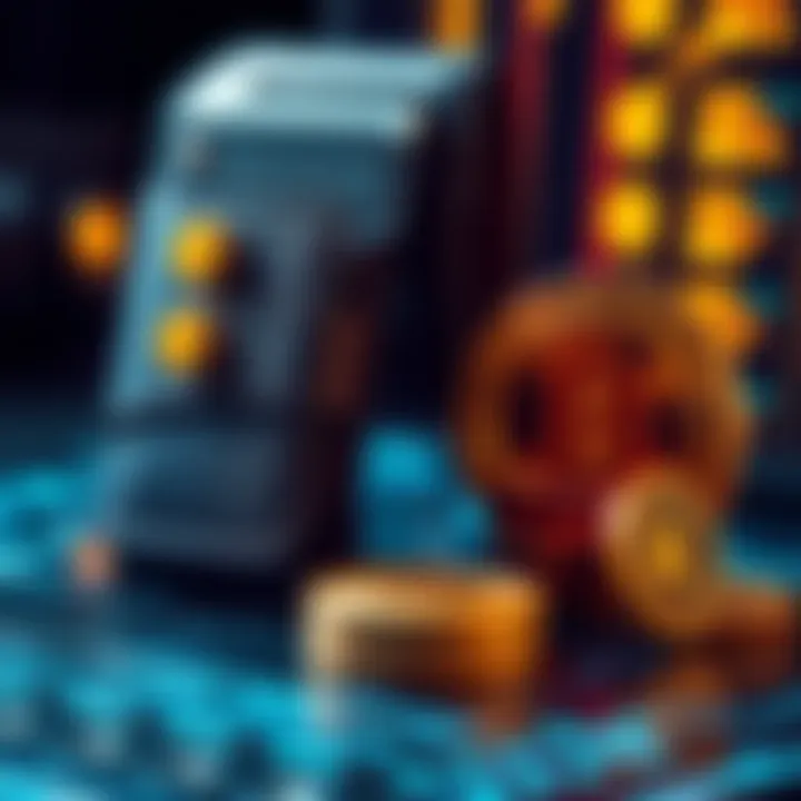 Bitcoin Wallets and Exchanges A comparison of Bitcoin wallets and exchange platforms, showing a wallet icon on one side and an exchange logo on the other, symbolizing storage options.