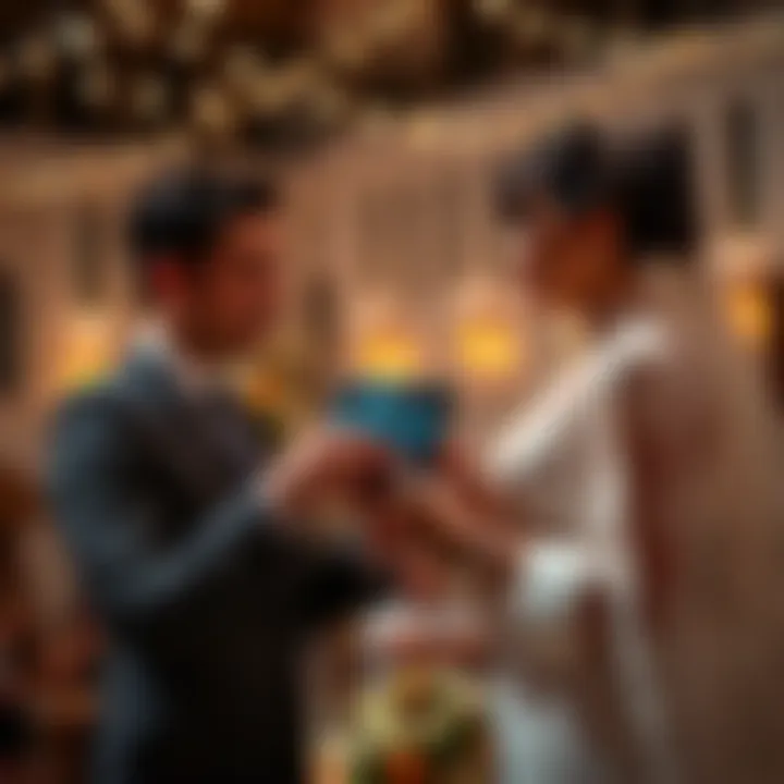 A couple receiving a Blockstream Jade cold wallet and Bitcoin gift at their wedding celebration