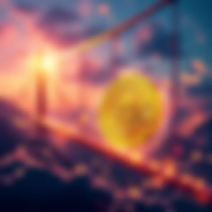 Bitcoin Yield on Cardano Illustration of Bitcoin being bridged to Cardano's DeFi ecosystem with Minswap, showing growth opportunities for investors