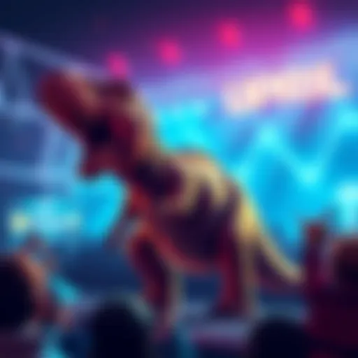 A vibrant graphic showing Bitcoinsaurus gearing up for Upril, with crypto symbols and community engagement visuals.