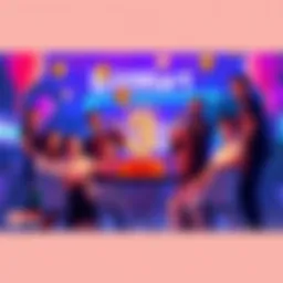 BitMart team celebrating their 8th anniversary with a festive atmosphere and colorful decorations