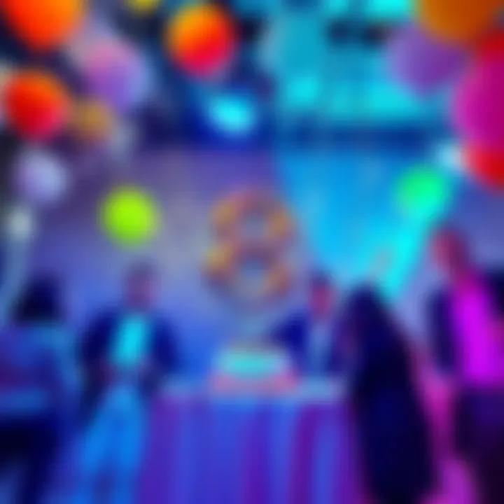 BitMart team celebrating their 8th anniversary with a festive atmosphere, balloons, and decorations.