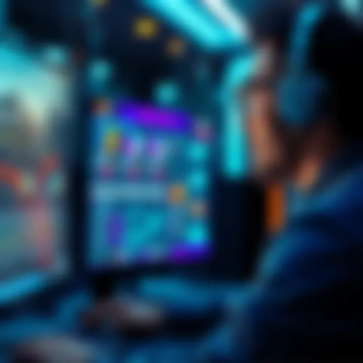 A person looking at a computer screen displaying BitMart AI tools and applications, showing a focus on automation and efficiency.