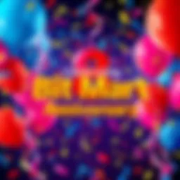 Colorful celebration graphic with balloons and confetti representing BitMart's 8th anniversary in cryptocurrency