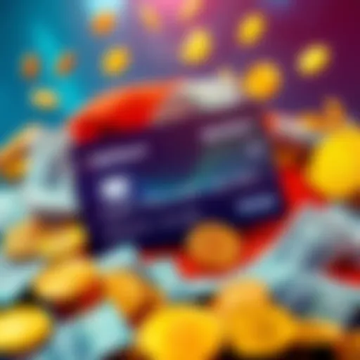 A BitMart Card surrounded by cash and cryptocurrency symbols, illustrating the conversion of digital assets into real-world spending.