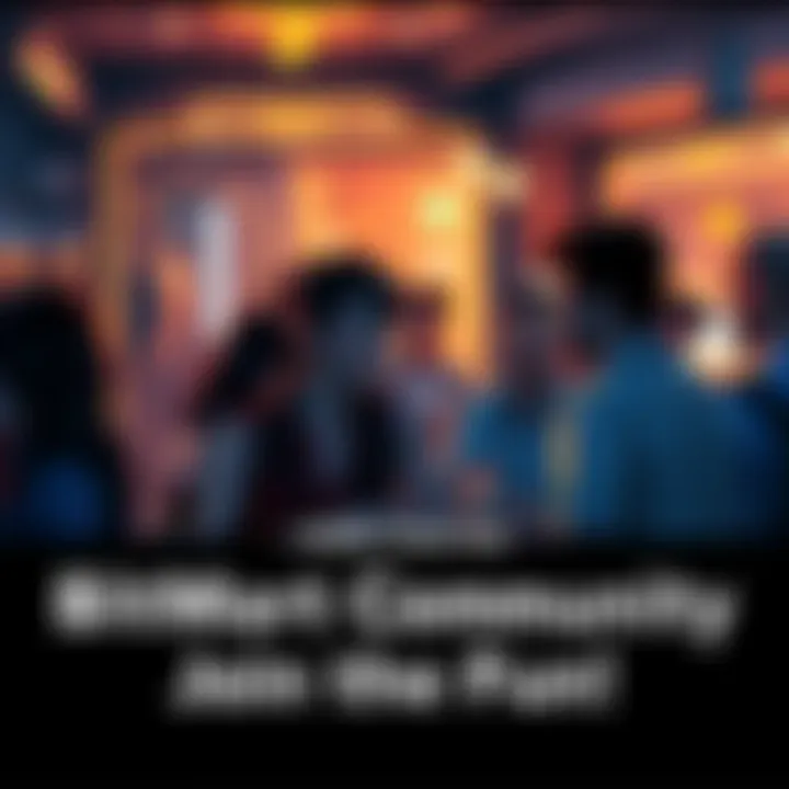 A welcoming scene with people engaging in discussions and sharing experiences in the BitMart community.