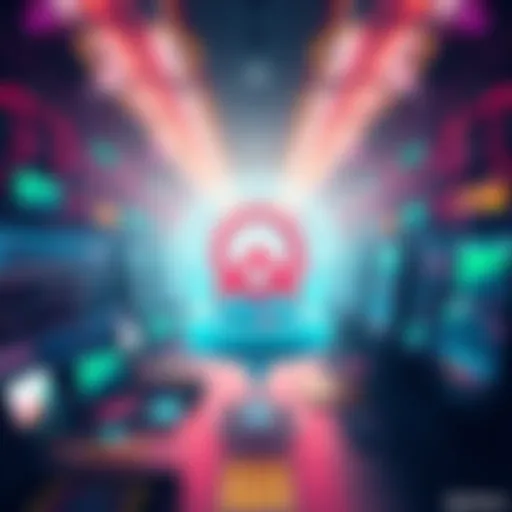 A visual representation of BitMart as a complete crypto hub featuring elements like spot trading, futures, and AI tools in a vibrant digital environment.