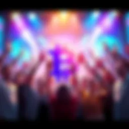 A vibrant digital representation showing the BitMart logo with happy people celebrating around it, symbolizing its popularity in 2026.