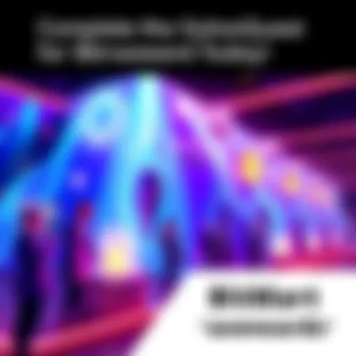 A graphic showing participants completing quests in the BitMart GalxeQuest for rewards, featuring vibrant colors and icons representing rewards.