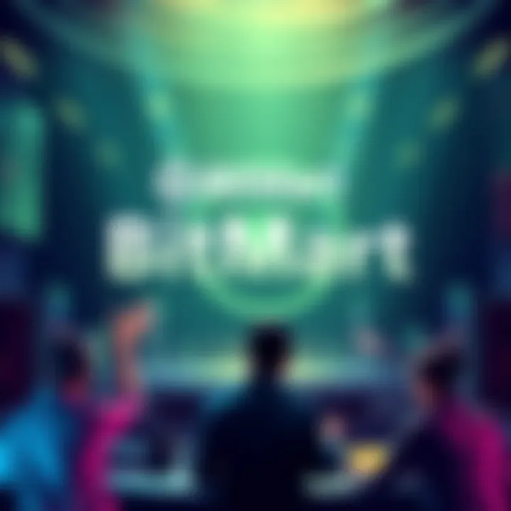 Graphic showing the BitMart Prediction Market logo and a 5,000 USDT prize pool with people placing bets.