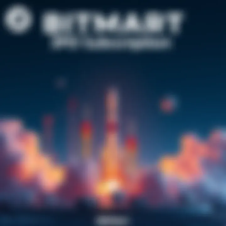 BitMart SpaceX IPO Subscription A visual representation of BitMart's SpaceX IPO offering with rockets and investment icons