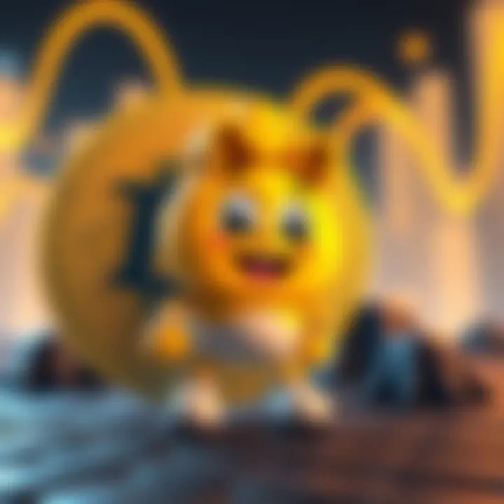 Bitty, a cheerful cartoon character representing Bitcoin, stands with a Bitcoin symbol in the background, showcasing its popularity in the crypto scene.