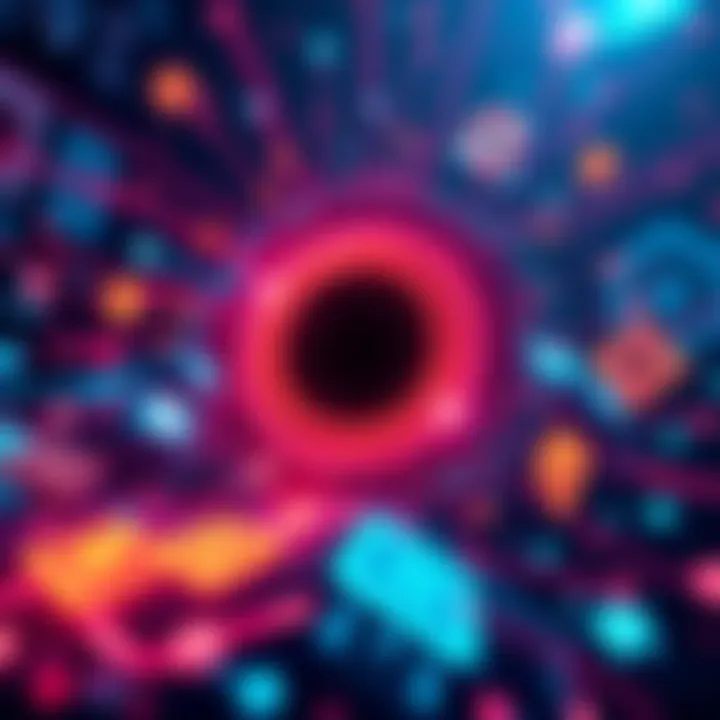 Visual representation of Black Hole Protocol's version 7 launch focusing on AI privacy, featuring elements like blockchain symbols and AI icons.