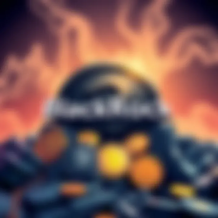 An illustration showing a giant BlackRock logo overshadowing various cryptocurrency symbols, depicting the influence of institutional players on the market.