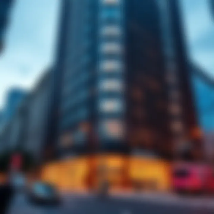 Exterior view of BlackRock's headquarters showing modern architecture and financial district activity.
