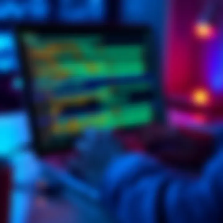 A person working on a laptop with blockchain code on the screen, symbolizing career development in blockchain technology