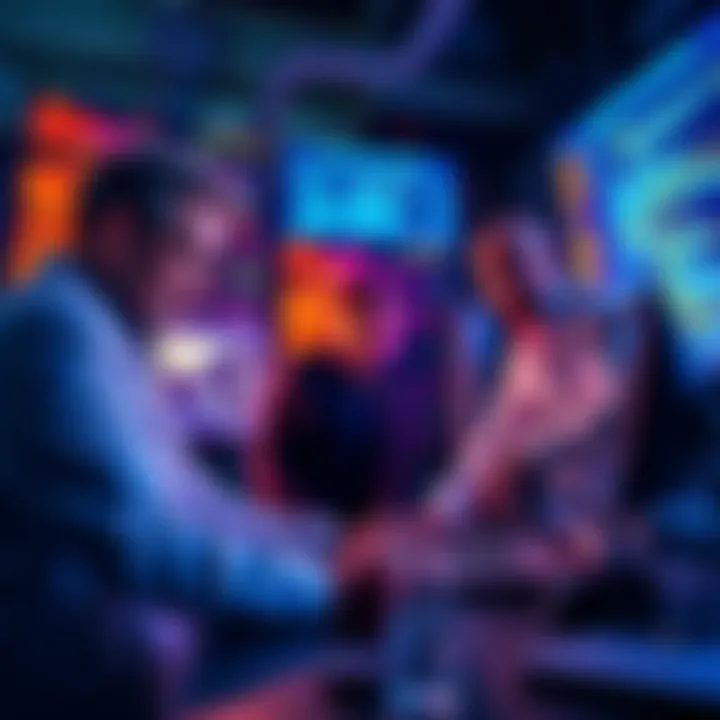 A team of blockchain experts reviewing smart contracts for security vulnerabilities with computers and code diagrams in the background.