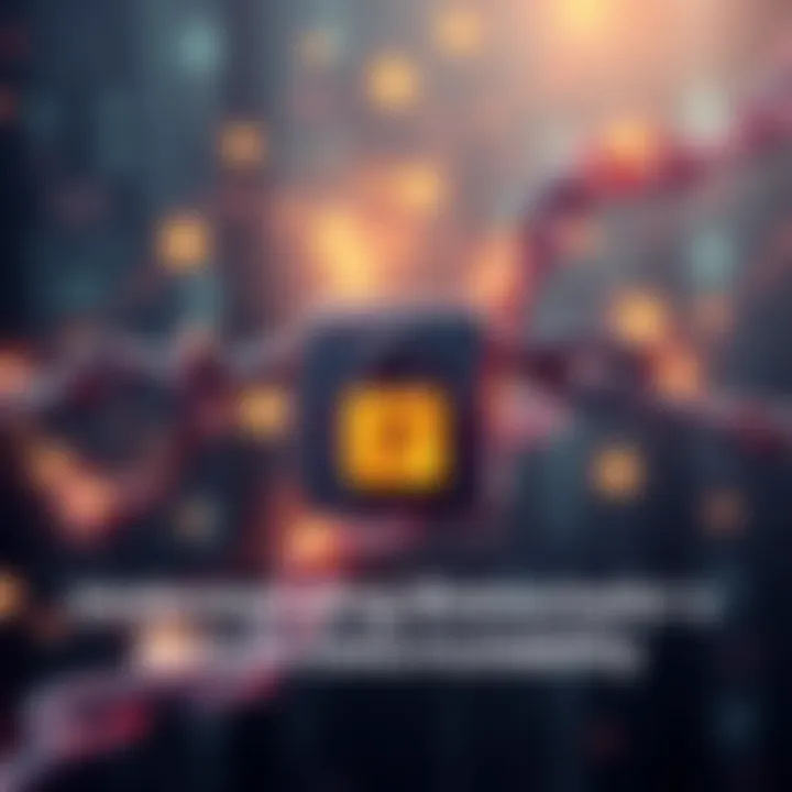 Illustration showing blocks linked together with chains and a lock symbol representing data immutability