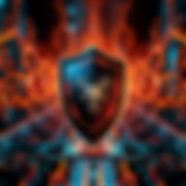 A digital shield representing blockchain technology, symbolizing protection of consumer credit data and atomic transactions.