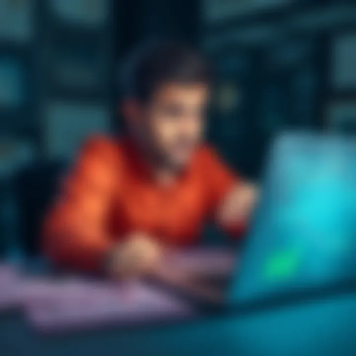 A person looking frustrated while analyzing complex blockchain transaction data on a laptop, surrounded by notes and charts.