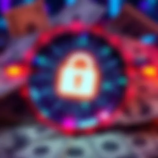 A visual representation of a failed crypto hack, with a digital lock symbol and dollar bills in the background, indicating security measures taken by Oobit.