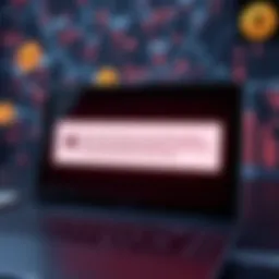 A screen displaying an error message about blocked USDC to Monero transactions due to AML checks, with digital currency symbols in the background.