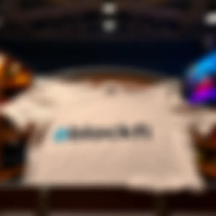 Blockfi T-shirt on display A Blockfi-branded t-shirt displayed flat, showcasing the company logo with a casual background.