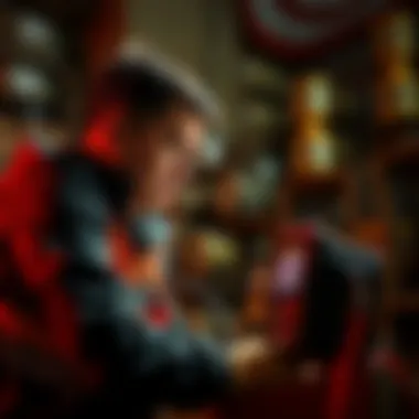 A person checking a Bobcat 300 miner device, looking concerned about its performance issues.