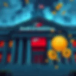 Bank of America CEO expresses concern about stablecoins potentially impacting bank deposits, with a visual of a bank building and cryptocurrency symbols.