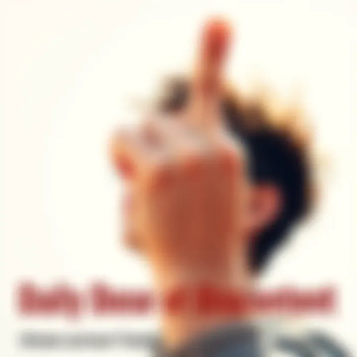 A person raising their middle finger as a symbol of defiance against daily frustrations, with a confident posture and a bright background.