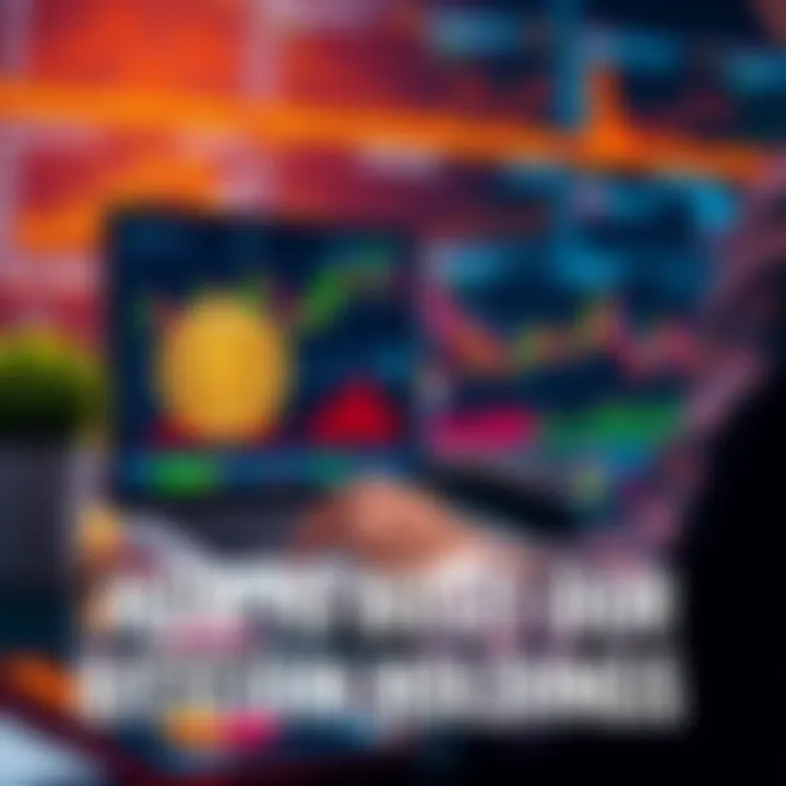 A person analyzing Bitcoin prices on a laptop with charts and graphs in the background, symbolizing strategies to increase BTC investments.