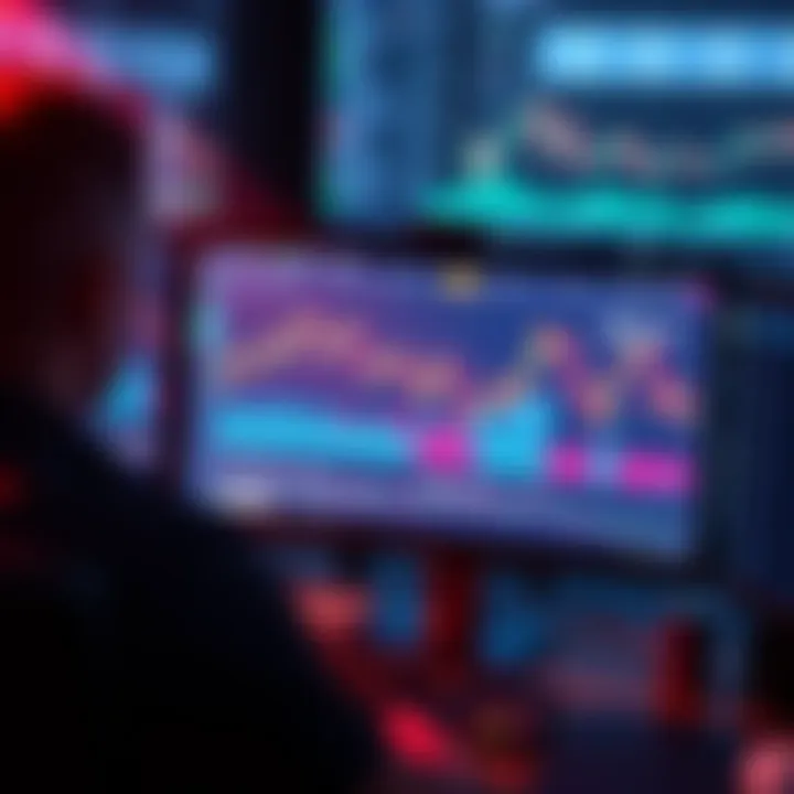 Bored Trader Watching Crypto Charts A bored trader stares at stagnant cryptocurrency charts on a computer screen, symbolizing the challenges of inactivity in trading.